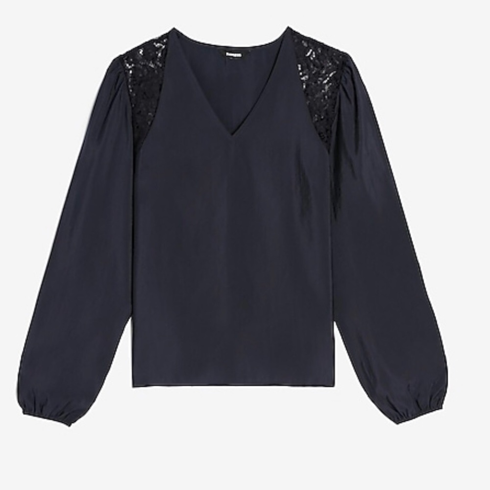 Express Lace Shoulder V-Neck Top